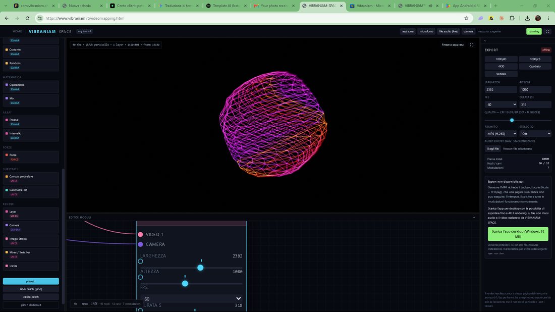 Videomapping, editor dei moduli
